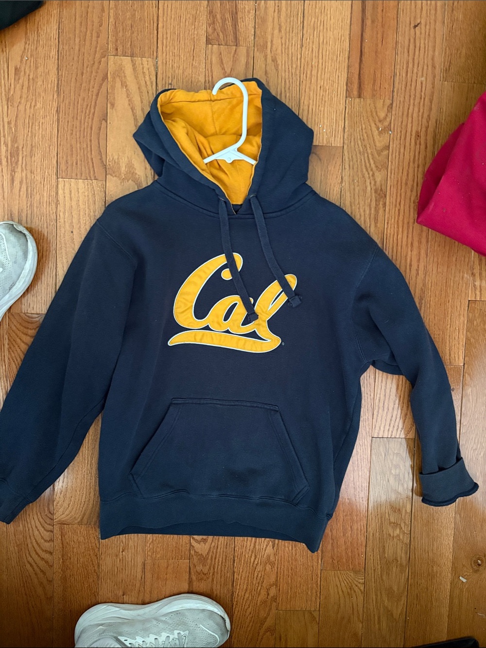 Top of the World Navy Hoodie with Gold Lined Hood